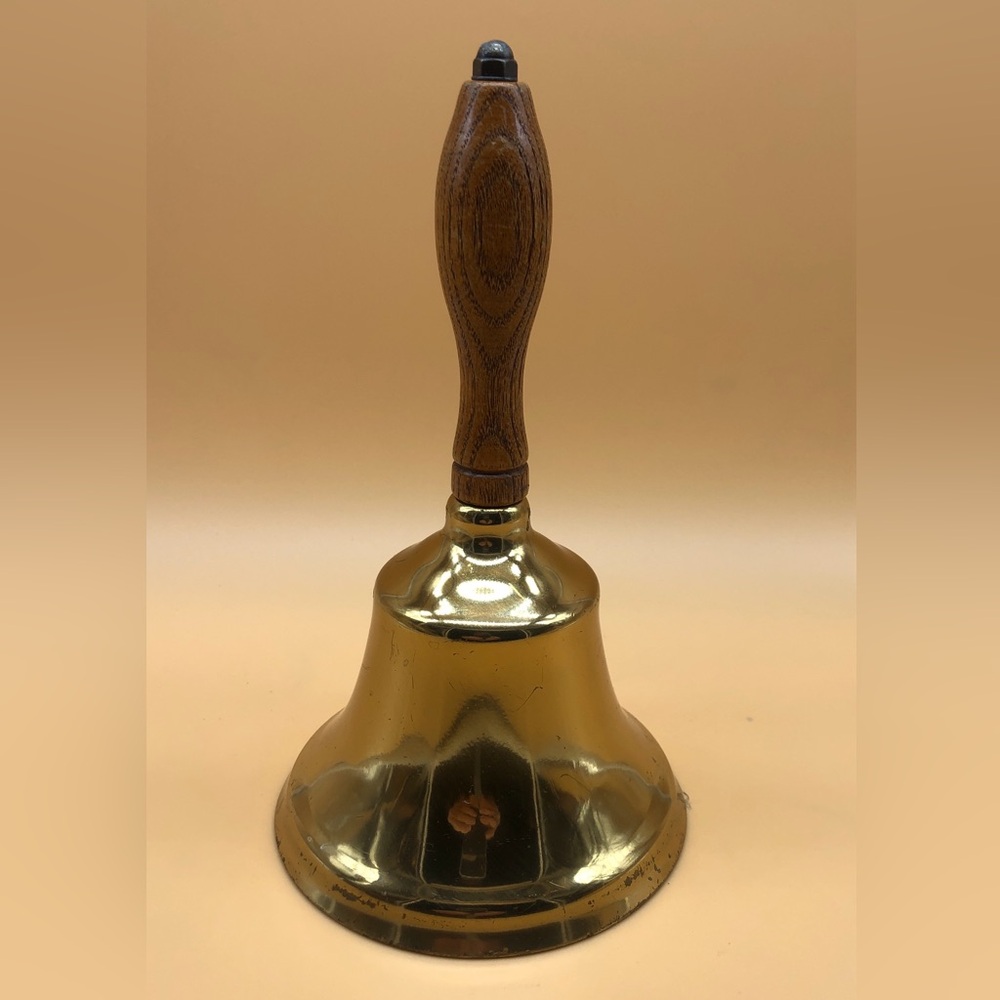 Solid Brass School Bell w/ Wood Handle